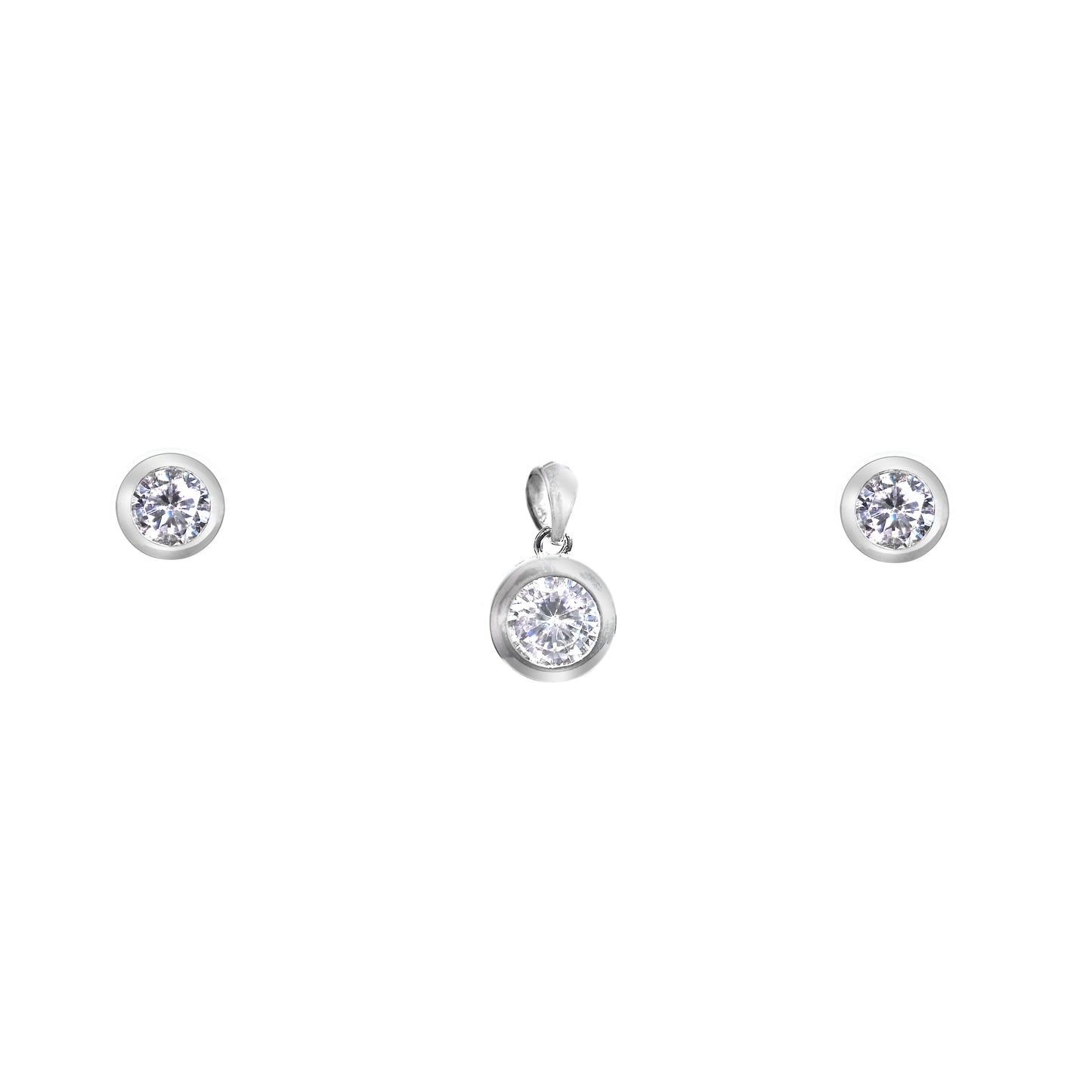 KUPPANDA’S 925 Sterling Silver SOLITAIRE Pendant Earrings
